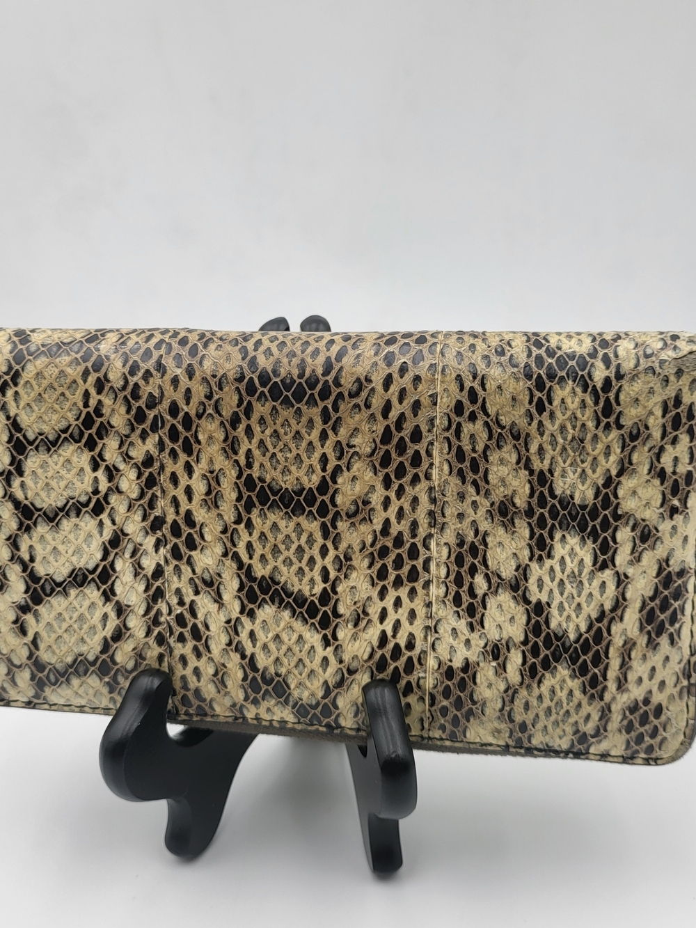 Gucci Gray Python Bamboo Zip Around Long Wallet, Authentic !!